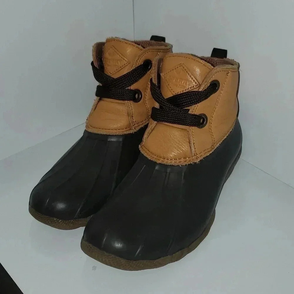 Sperry Women's Saltwater 2-Eye Leather Tan/Brown Rain Boot Women's Size 7 - Picture 3 of 16